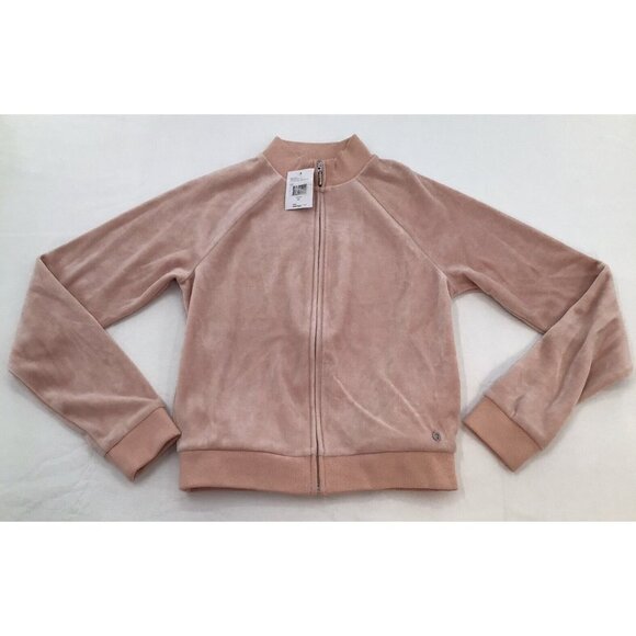 GUESS Womens Size XS Pink Zippered Velour Track Jacket - Picture 1 of 7